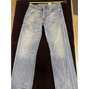 Levis 501 Mens Jeans 31x30 Light Wash Button Fly Straight Leg Denim Blue C8